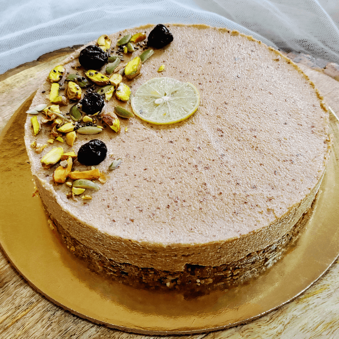 Raw Sugar Free Gluten Free WFPB Lemon Cheesecake - Sentient Steps - Healthy Vegan Cakes