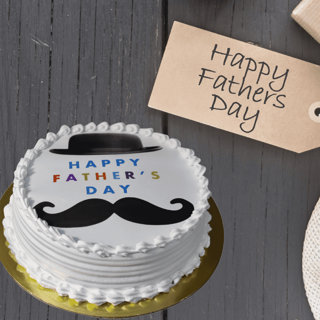 Father's Day Special -Vegan vanilla Edible Print Cake - Sentient Steps - Healthy Vegan Cakes