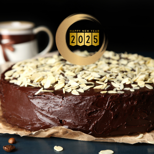 Vegan New Year Chocolate Coffee Almond Cake