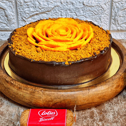 Mango, Biscoff & Belgian Chocolate Cake - Sentient Steps - Healthy Vegan Cakes