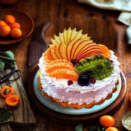 Vegan Fresh Seasonal Fruits Cake - Sentient Steps - Healthy Vegan Cakes
